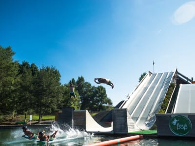 Outdoor water park with Water Jump in the Basque Country