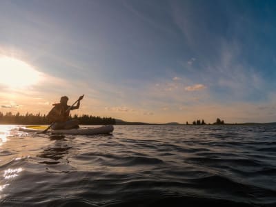 SUP Surfing sous le soleil de minuit près de Rovaniemi