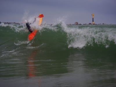 Kayak-surfing session near Biarritz