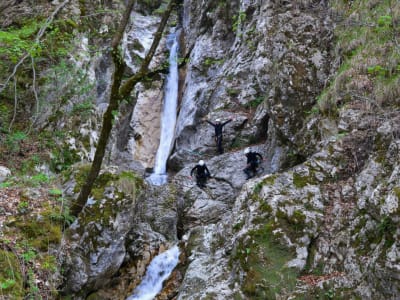 Descent of the Fratarica canyon near Bovec in Triglav National Park