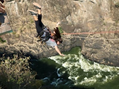 Columpio de puente de 80 metros desde el puente de las cataratas Victoria