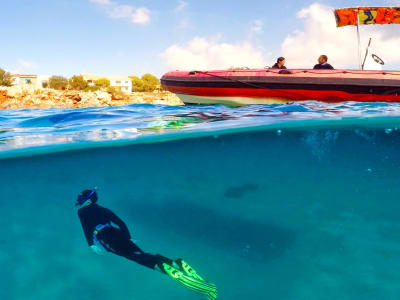 Schnorcheltour mit dem Boot in den kristallklaren Gewässern von Porto Cristo, Mallorca