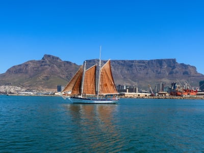 Sailing in a Schooner Boat from the Victoria & Alfred Waterfront Harbour, Cape Town