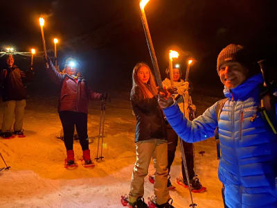 Nächtliche Schneeschuhwanderung ab Saint-Lary-Soulan mit Aperitif