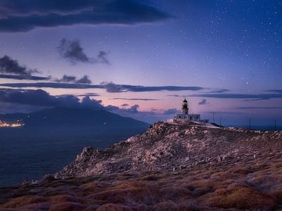 Excursion au coucher du soleil au phare d'Armenistis à Mykonos