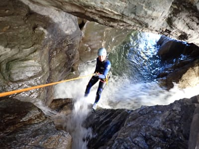 Descent of the Eaux Rousses canyon near Courchevel