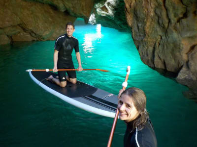 Stand Up Paddle excursion in Grottos, the Algarve Caves near Lagos