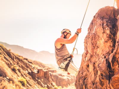 Beginner Rock Climbing session in the cliffs of La Sorrueda, Gran Canaria