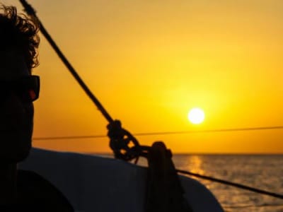Sunset cruise on a catamaran in the Gulf of Morbihan from Port Haliguen in Quiberon