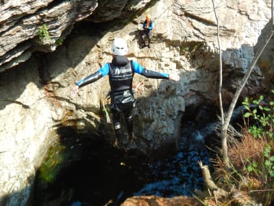 Descent of the Haut Roujanel canyon in Prévenchères in Lozère