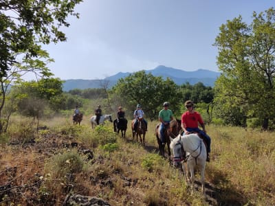 Paseo a caballo por el bosque del Etna, Sicilia