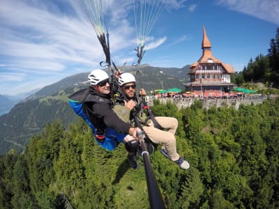 Summer Tandem paragliding flight over Interlaken, Switzerland