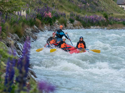 Family rafting near St. Moritz near the Swiss National Park