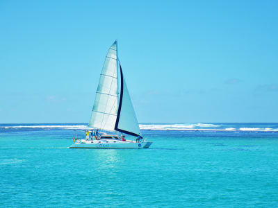 Paseo en catamarán por la laguna de Ile aux Cerfs desde Trou d'Eau Douce, Mauricio