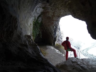 Caving excursion in the cave of Balme, Haute-Savoie