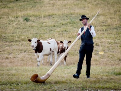 Schneeschuhwandern zum Klang des Alphorns in Morzine, Portes du Soleil