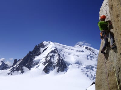 Climbing in the Mont Blanc massif, Chamonix