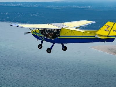 Vuelo en ultraligero sobre la Duna del Pilat, cerca de Arcachon