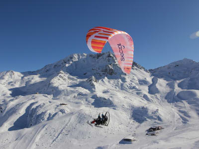 Vol en paramoteur hivernal à Val Thorens, Les Trois Vallées