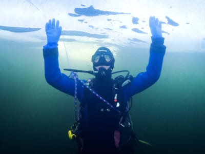 Ice diving in les Angles, Eastern Pyrenees