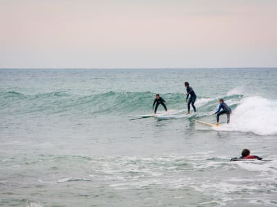 Surfing lesson in Sao Pedro beach near Lisbon