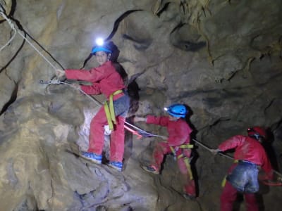 Caving in the Marie-Jeanne cave, Aude