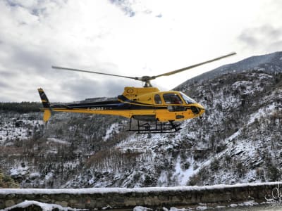 Helicopter flight over the Catalan Pyrenees from La Llagonne near Les Angles