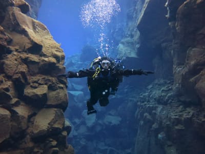 Plongée sous-marine dans la faille de Silfra, Parc National de Þingvellir près de Reykjavík