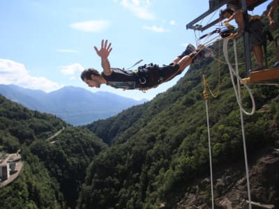 Bungee jump from 220 metres at the Verzasca Dam in Ticino, Switzerland