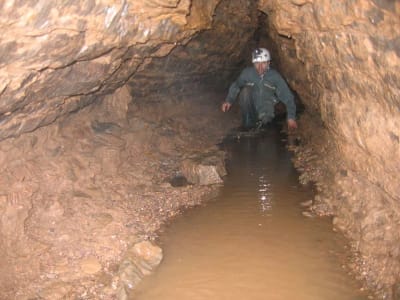 Caving in the Peyroche cave near Ruoms, Ardèche