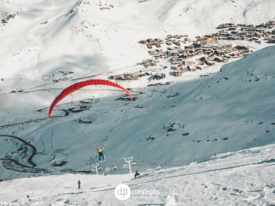 Wintertandem-Gleitschirmflug in Val Thorens