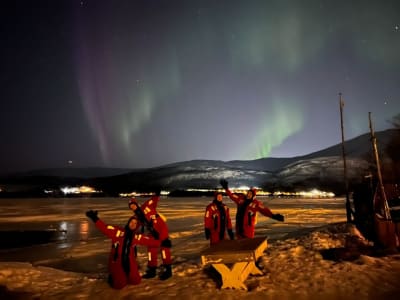 Arctic Ice Floating under the Northern Lights in Tromsø