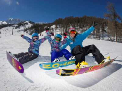 Clases de snowboard para niños en Risoul