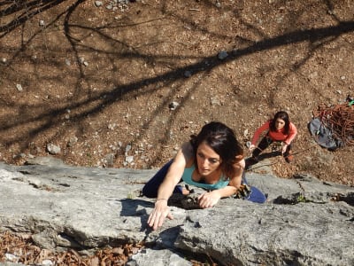 Beginner Rock Climbing at Angon Cliff near Annecy