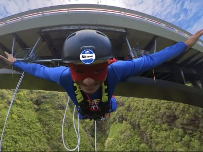 120 m Pendulum Bungee Jump from the Ravine Fontaine viaduct in Saint-Leu, Réunion Island