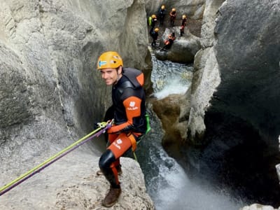 Canyoning in the Canadian Rockies in Heart Creek Canyon, near Banff