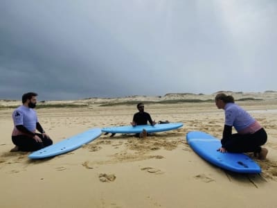 Cours de surf à la plage du Vivier, Biscarrosse