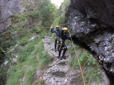 Descent of the Fratarica canyon near Bovec in Triglav National Park
