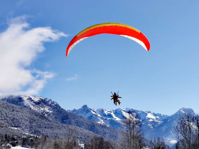 Winter Tandem Paragliding Flight at Serre Chevalier, near Briançon