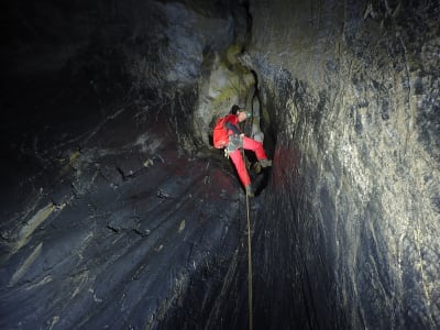 Caving in the underground river of Vicdessos, near Tarascon-sur-Ariège