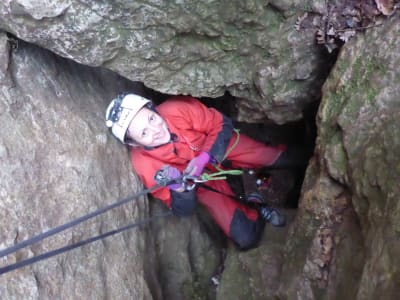 Sport caving in the Grands Causses near Millau