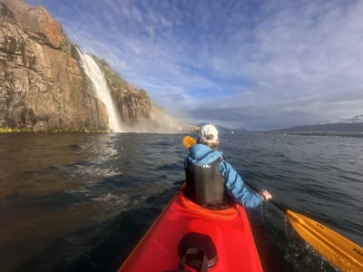 Guided Sea Kayaking Excursion to the Geothermal Waterfall from Akureyri