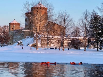 Arktisches Eis schwimmt in Savonlinna