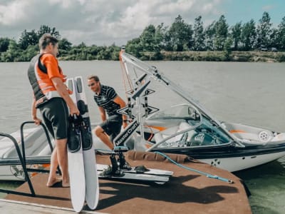 Session de ski nautique à l'espace Quilly, près de Nantes