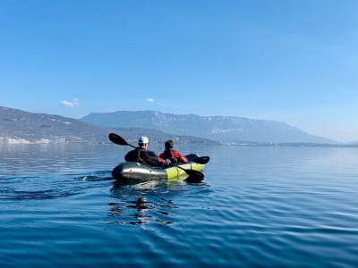 Hiking and packrafting excursion on Lake Bourget near Chambéry