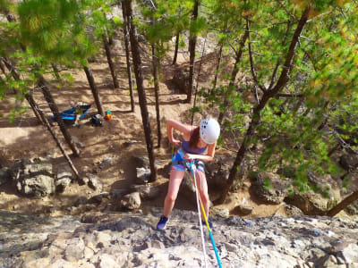 Rock climbing afternoon session in Roque Nublo near Tejeda, Gran Canaria