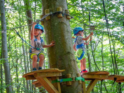 Tree climbing park of Vizzavona in Bocognano in the center of Corsica