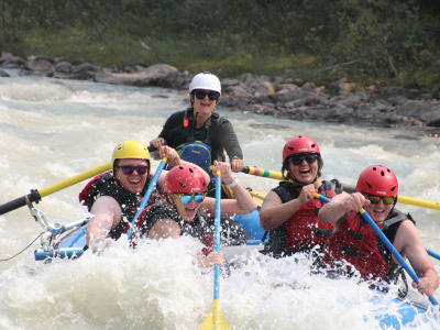 Rafting down the Sunwapta river in Jasper National Park