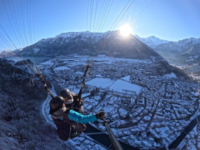 Tandem Paragliding flight above Interlaken, from Beatenberg
