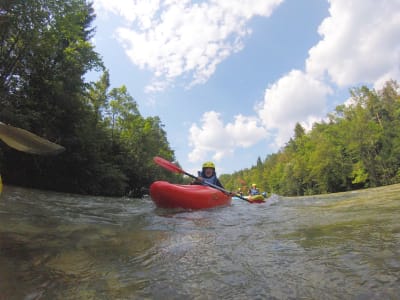 Kayaking down the Sava River near Bled